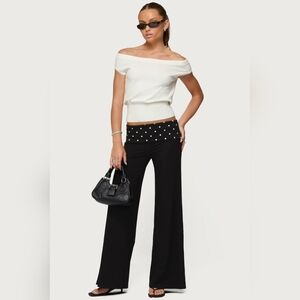 🔴SOLD🔴New Edikted Reeva Wide Leg Low-rise Foldover Polka Dot Pants Size Medium